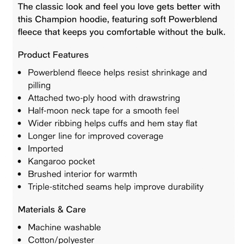 NWT Champion Men's Powerblend Fleece Black Hoodie - Picture 5 of 5